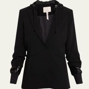 Cinq A Sept Black Sequin Hooded Khloe Blazer